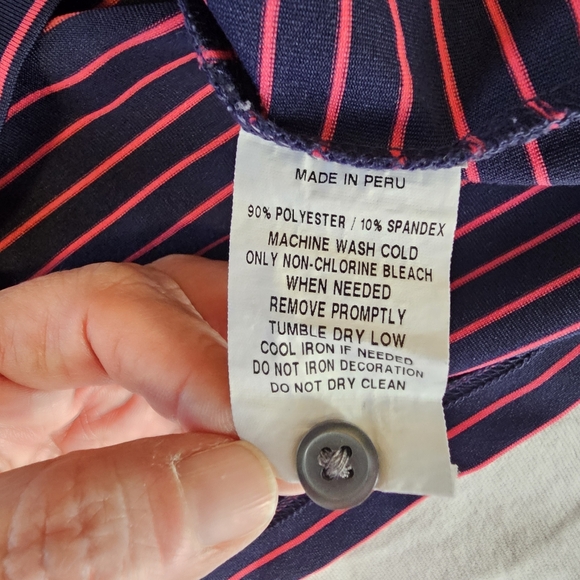 Greyson Mens Large Performance Polo Golf Blue Striped - Picture 5 of 7